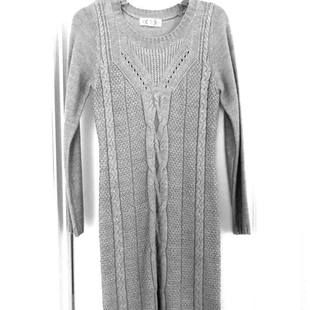 Grey (gray) cable knit sweater dress medium